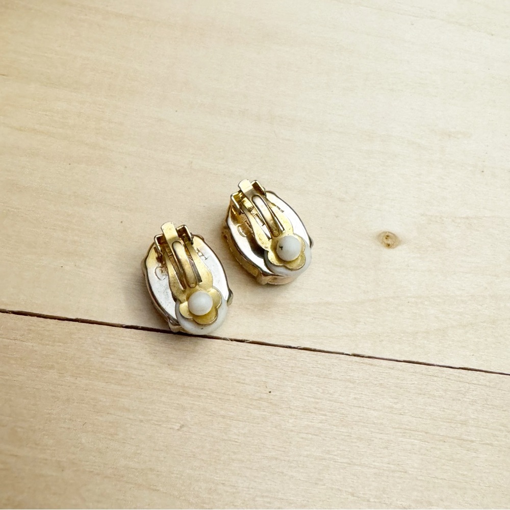 Stunning Vintage Large Root Beer Brown Rhinestones ClipOn Earrings Made in China - Picture 6 of 7